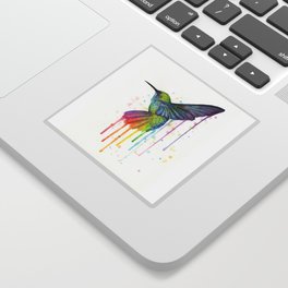 Hummingbird Rainbow Watercolor Sticker