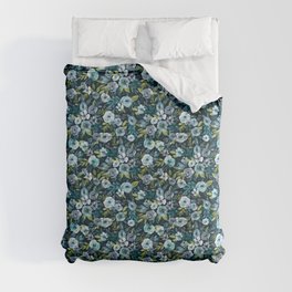 Navy Blue Floral Comforter