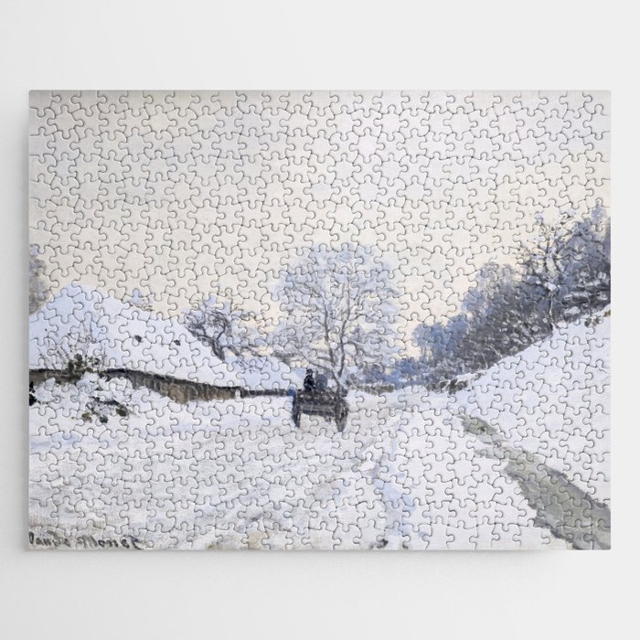 Claude Monet - Cart on the Snowy Road at Honfleur Jigsaw Puzzle