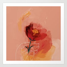 Hand Holding Flower Art Print