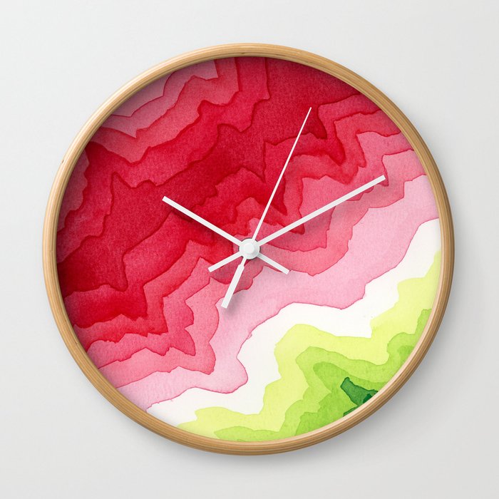 Energetic Crimson Abstract Wall Clock