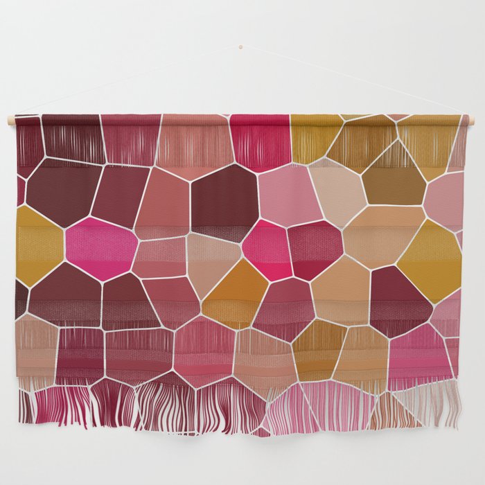 Hexagon Abstract Pink_Olive Wall Hanging