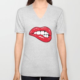 Red Lips Pop art V Neck T Shirt