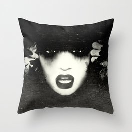 Black&White Grunge Woman  Throw Pillow