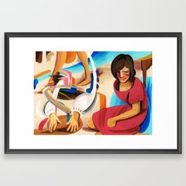 At the Beach Abstract Composition Paiting Drawing Framed Art Print