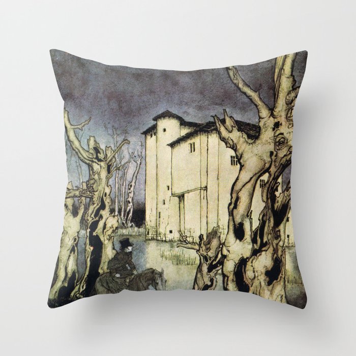 Arthur Rackham The Fall of the House  Throw Pillow