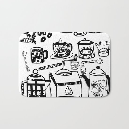Coffee Doodles Bath Mat