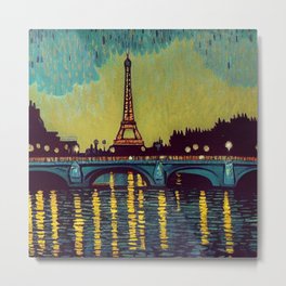 Paris painting, Vincent van Gogh style, oil on canvas Metal Print