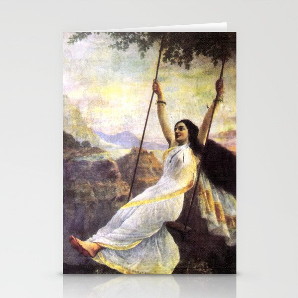 Goddess Mohini on a swing Stationery Cards