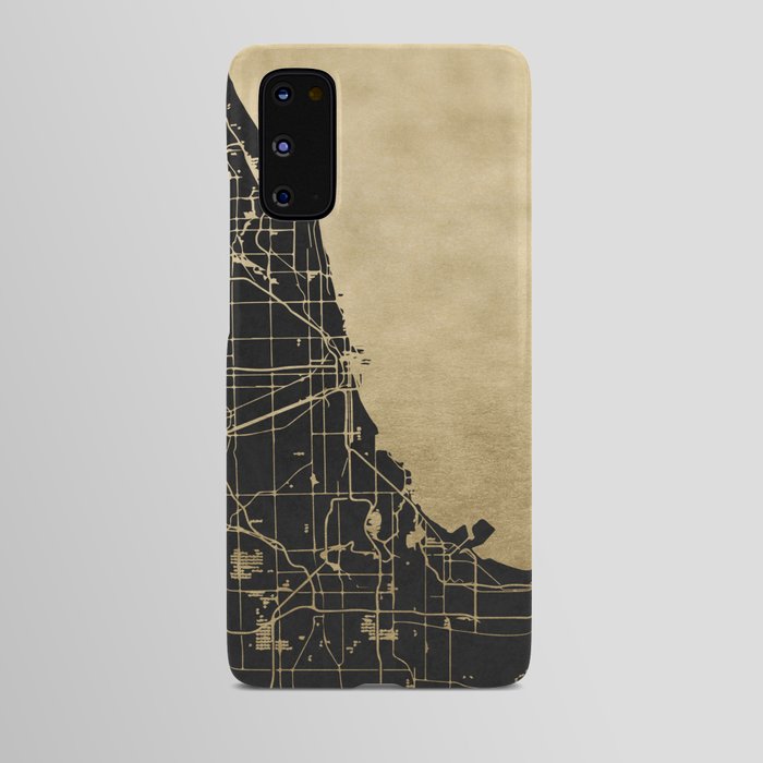 Chicago Black and Gold Street Map Android Case
