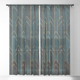 Teal and Turquoise Stone Towers Sheer Curtain