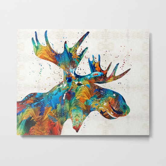 Colorful Moose Art - Confetti - By Sharon Cummings Metal Print