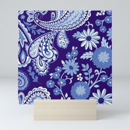 Floral and Paisley Mix Blues Mini Art Print