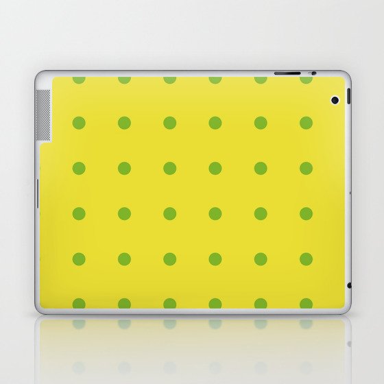 Green Polka Dots on Yellow Laptop & iPad Skin