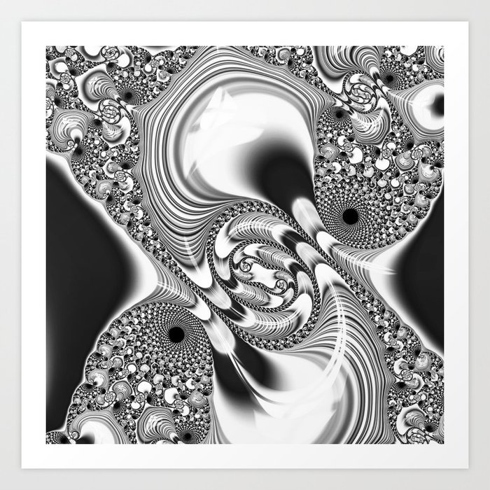 Awesome Fractal Fantasy Bw 3 Art Print