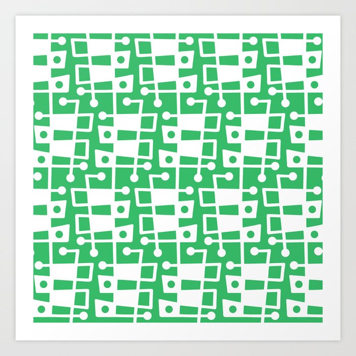 Mid Century Modern Abstract 214 Green Art Print