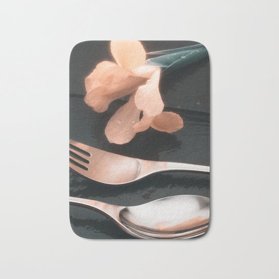 Flowers on Slate, variation 4 Bath Mat