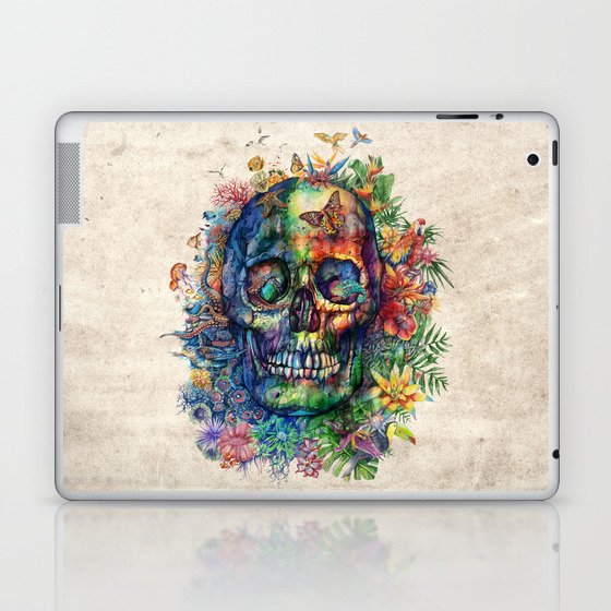 floral tropical skull Laptop & iPad Skin