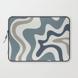 Liquid Swirl Abstract Pattern in Neutral Blue Gray on Off White Laptop Sleeve