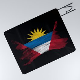 Antigua and Barbuda flag brush stroke, national flag Picnic Blanket