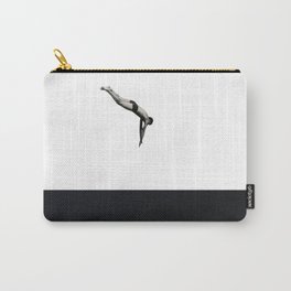 Dive Carry-All Pouch | Man, Pop Surrealism, Diver, Collage, Black And White, Paper, Black and White, Minimal, Curated, Photomontage 
