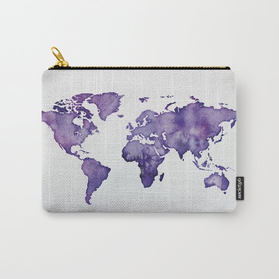 Purple World Map 01 Carry-All Pouch