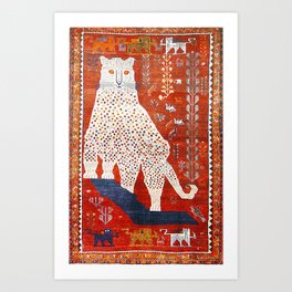Q'ashqai Snow Leopard Persian Animal Rug Print Art Print