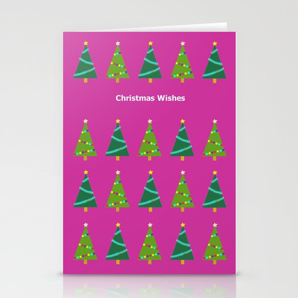 Modern Christmas tree pattern pink Stationery Cards