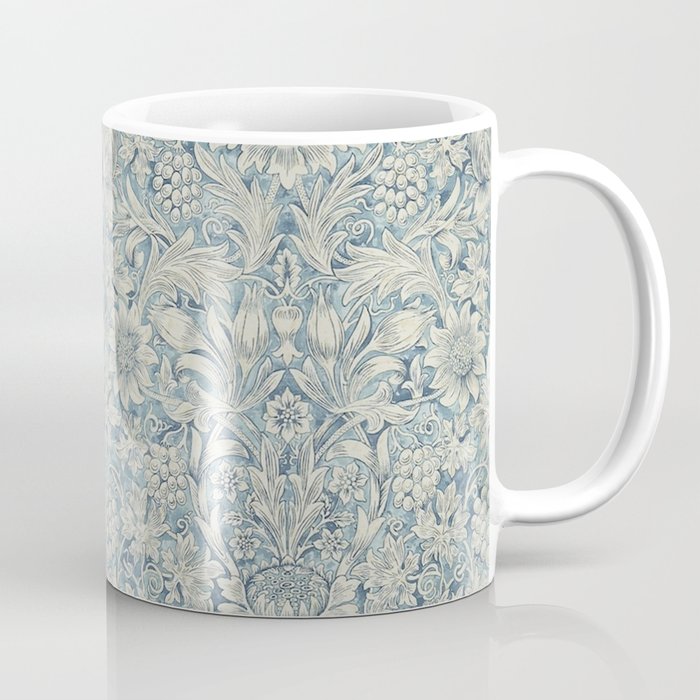 William Morris Vintage Sunflower Blue Slate & Vellum Coffee Mug