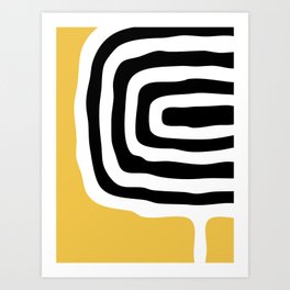 Mid Century Modern Atomic Rings 222 Yellow and Black Art Print