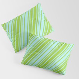 [ Thumbnail: Turquoise and Green Colored Lined Pattern Pillow Sham ]