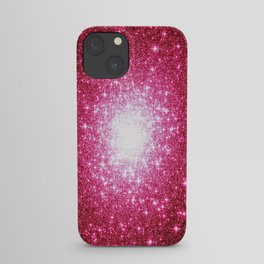 Hot Pink Galaxy Sparkle Stars iPhone Case