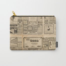 Used paper background. Old newspaper page with vintage advertising Carry-All Pouch