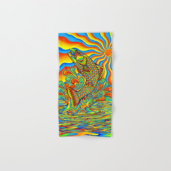 Psychedelic Rainbow Trout Hand & Bath Towel