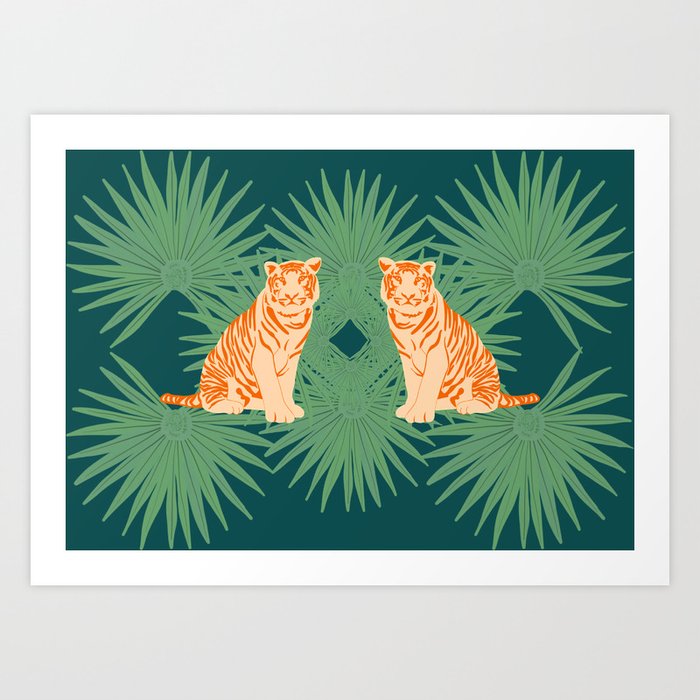 Orange Tigers Art Print