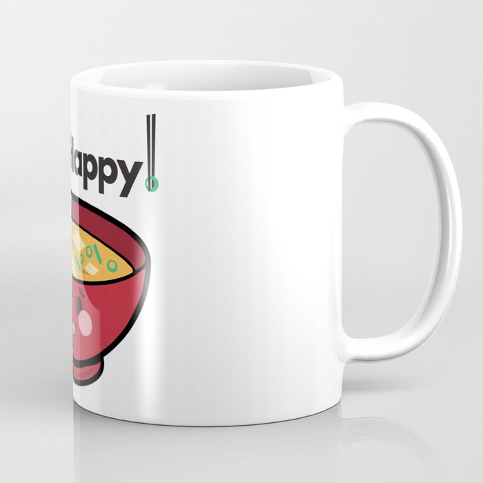 Miso Happy Food Foodie Pun Humor Graphic Design Smiling Bowl of Soup Chopsticks Coffee Mug