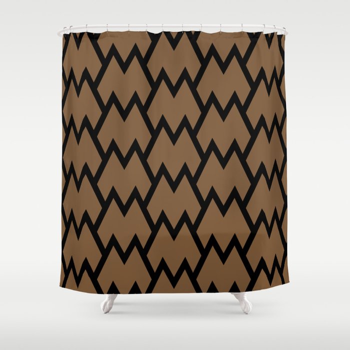Brown and Black Tessellation Line Pattern 18 - Sherwin Williams 2022 Color Uber Umber SW 9107 Shower Curtain