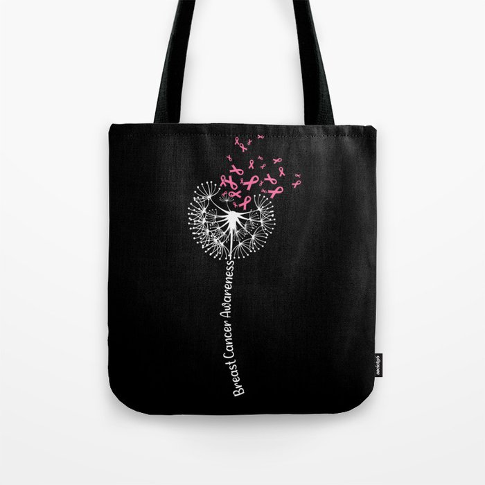 Breast Cancer Awareness Dandelion Tote Bag