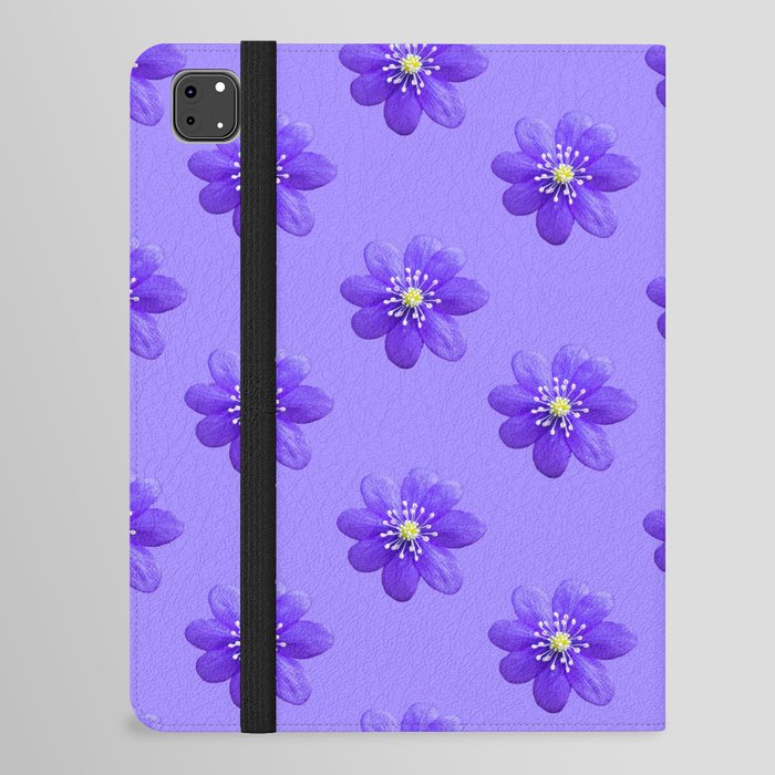 Common Hepatica pattern on blue background | Minimalistic | Floral | Plant | Botanical iPad Folio Case