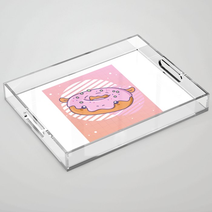 Funny Hippo Donut Cute Kawaii Aesthetic Acrylic Tray