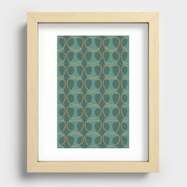 Teal and Orange Mid Century Modern Abstract Ovals Recessed Framed Print