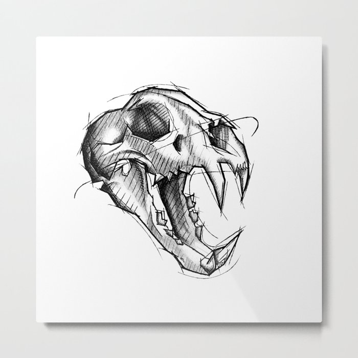 Tiger Skull Handmade Drawing Made In Pencil Charcoal And Ink