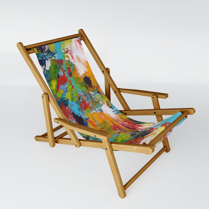 "The Abstract Mediterranean" Acrylic Painting by Noora Elkoussy Sling Chair