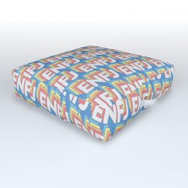 ENFJ Trendy Rainbow Text Pattern (Blue) Outdoor Floor Cushion