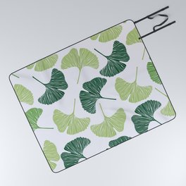Seamless pattern Green ginkgo biloba  Picnic Blanket