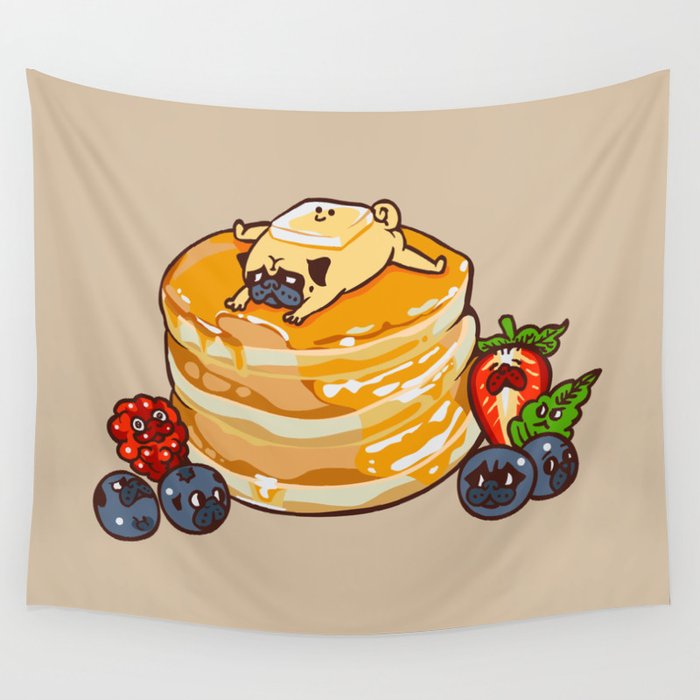 Pug Pancake Wall Tapestry