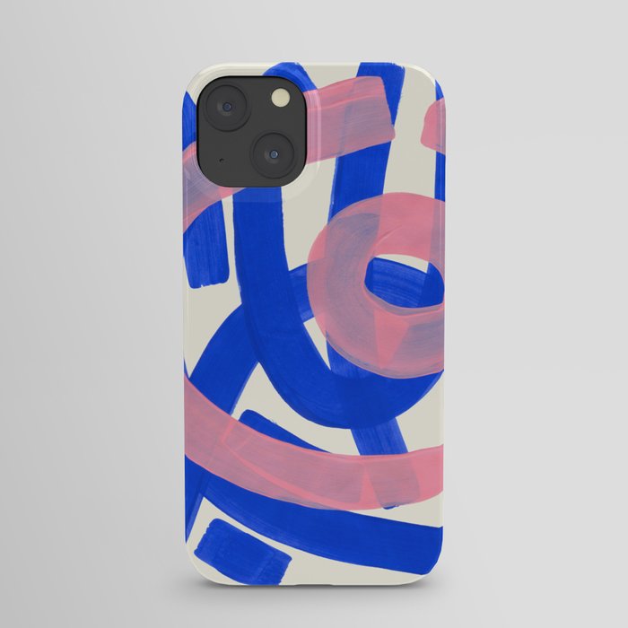 Tribal Pink Blue Fun Colorful Mid Century Modern Abstract Painting Shapes Pattern iPhone Case