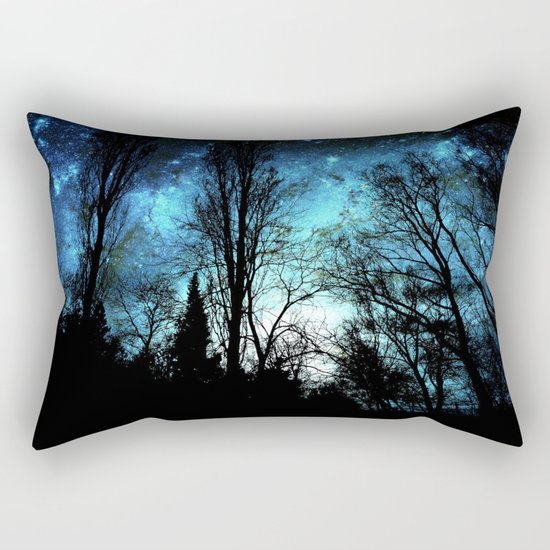 Black Trees Deep Teal SPACE Rectangular Pillow