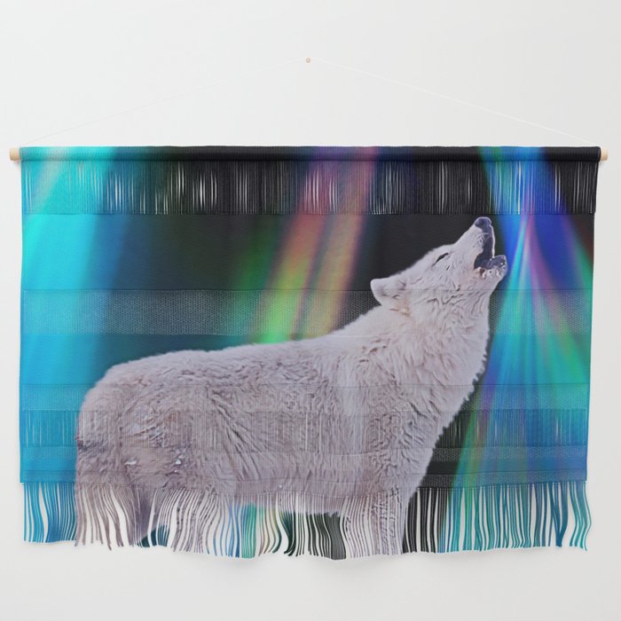 Aurora Borealis Wolf Song Wall Hanging