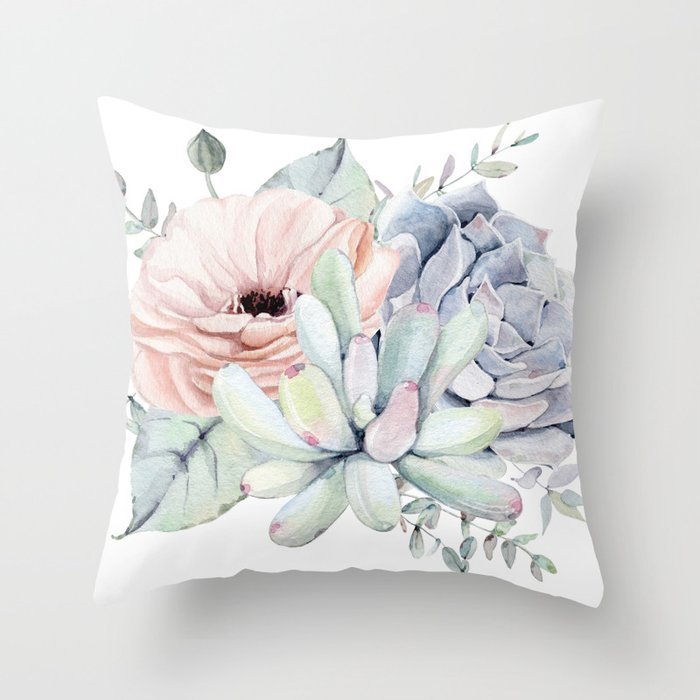 Pretty Succulents by Nature Magick Throw Pillow